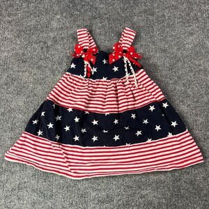 Sophie Rose Girls 24M Patriotic Dress Americana Stars Stripes Cottagecore